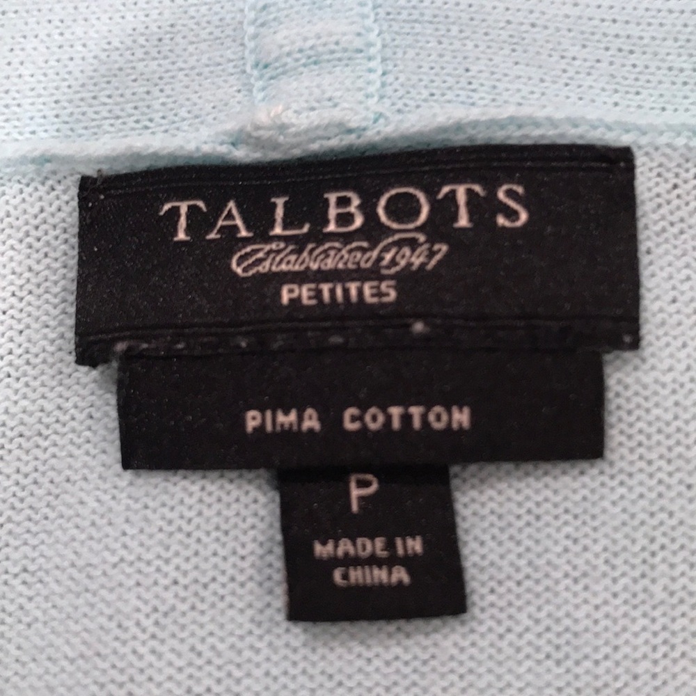 Talbots sweater, light aqua, Pima cotton, P - Picture 4 of 8